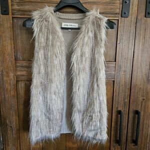 Sebby Collection Faux Fur Sweater Back Womens Vest